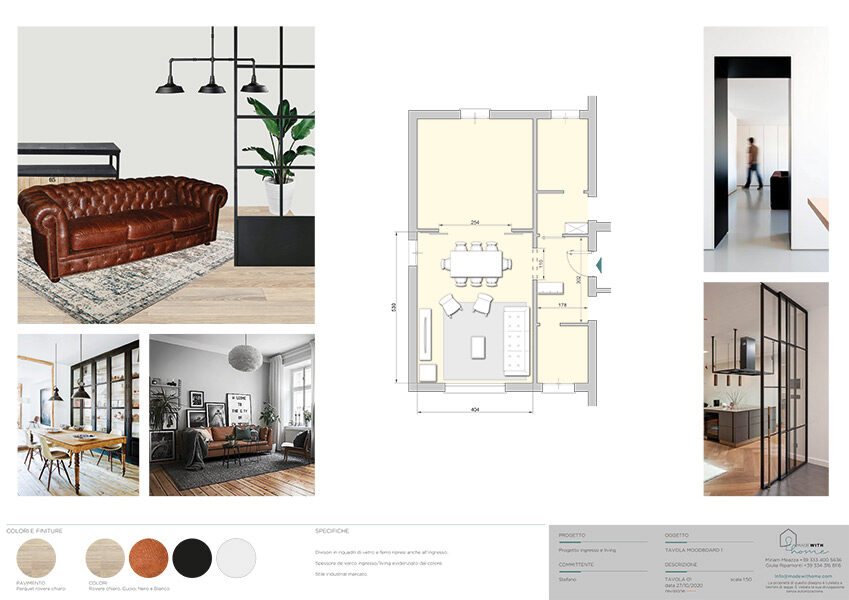 Moodboard 1_L'ingresso ed il soggiorno con dettagli Tortora di Stefano