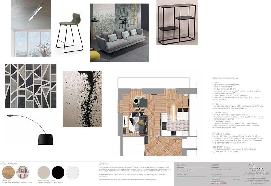 Moodboard planimetria_La zona giorno Minimal di Alessandra