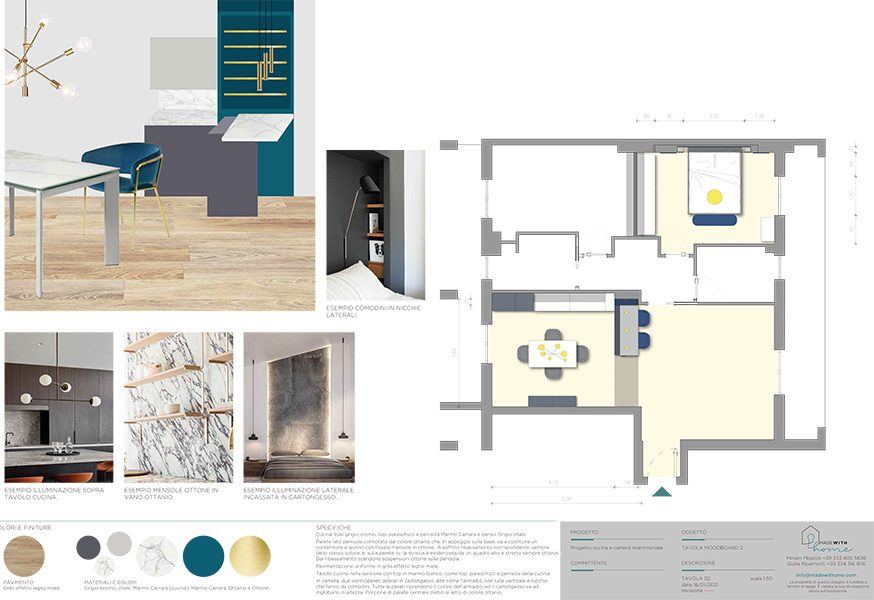MOODBOARD Cucina e camera 2_La cucina e la camera dai dettagli Ottone di Carmina