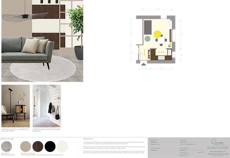 MOODBOARD Living 2_Il piccolo soggiorno con cucina Verde Oliva di Ilaria